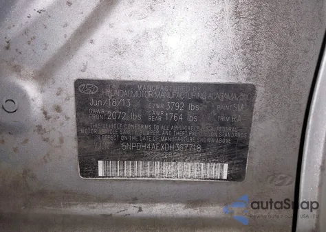 2013 Hyundai Elantra Gls from USA, damaged, VIN 5NPDH4AEXDH367718